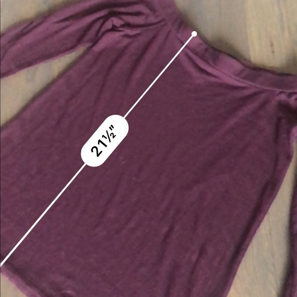 LOFT burgundy off-the-shoulder long sleeve lightweight top, Excellent condition! - Picture 4 of 10